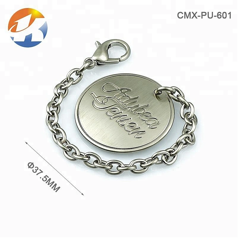 Hook And Chain Custom Brand Handbag Engraved Logo Metal Tag