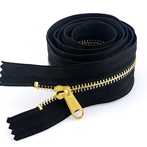 #5 Close End High Quality Black Nylon Tape Gold Metal Zipper for Bags and Garment