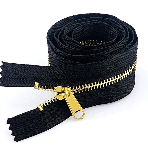 #5 Close End High Quality Black Nylon Tape Gold Metal Zipper for Bags and Garment