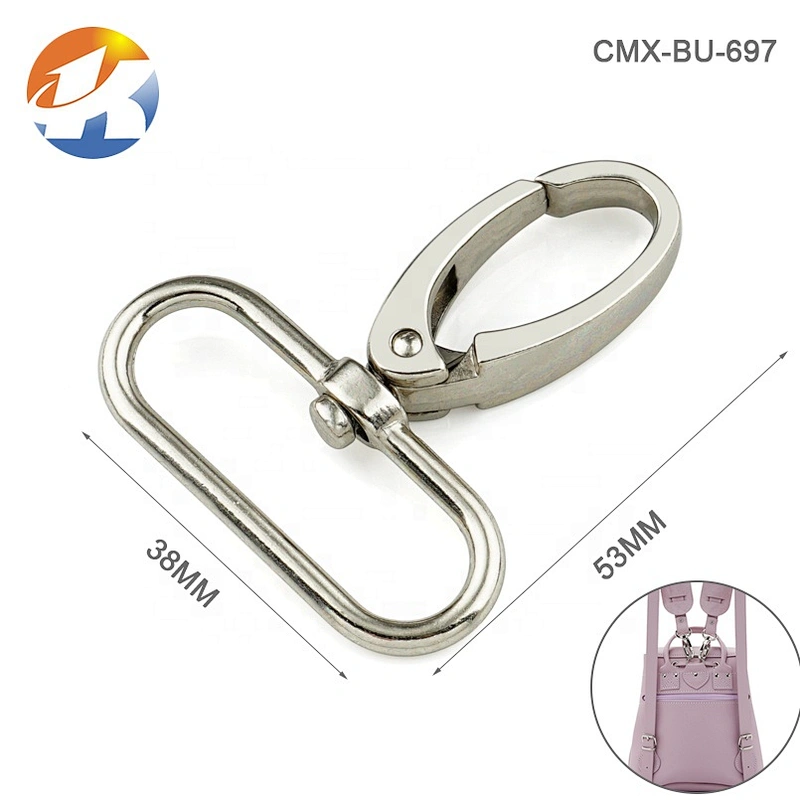 Factory Price Wholesale 38mm Swivel Metal Snap Hook, Bag Accessories Custom Nickel Metal Spring Snap Hook