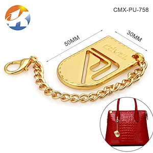Custom Handbag Accessories Oval Shape With Ring Metal Tag Logo