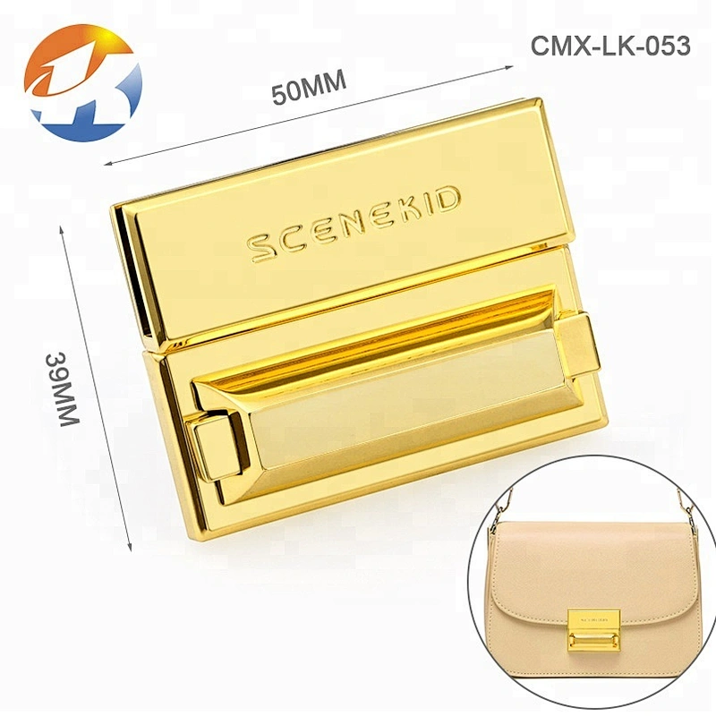 Custom Luxury High Grade Hardware Gold Metal Handbag Lock