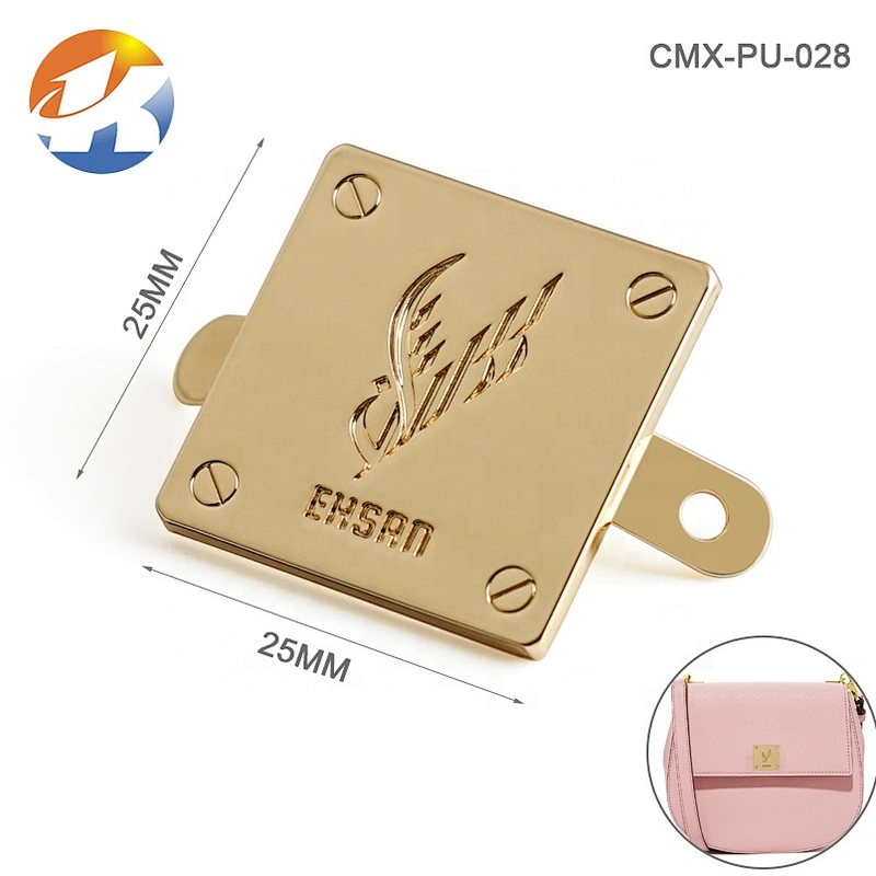 Kangsheng Factory Custom Bag Metal Logo Tag Labels, Wholesale Top Quality Gold Metal Plates Brand Logos Metal Label for Handbags