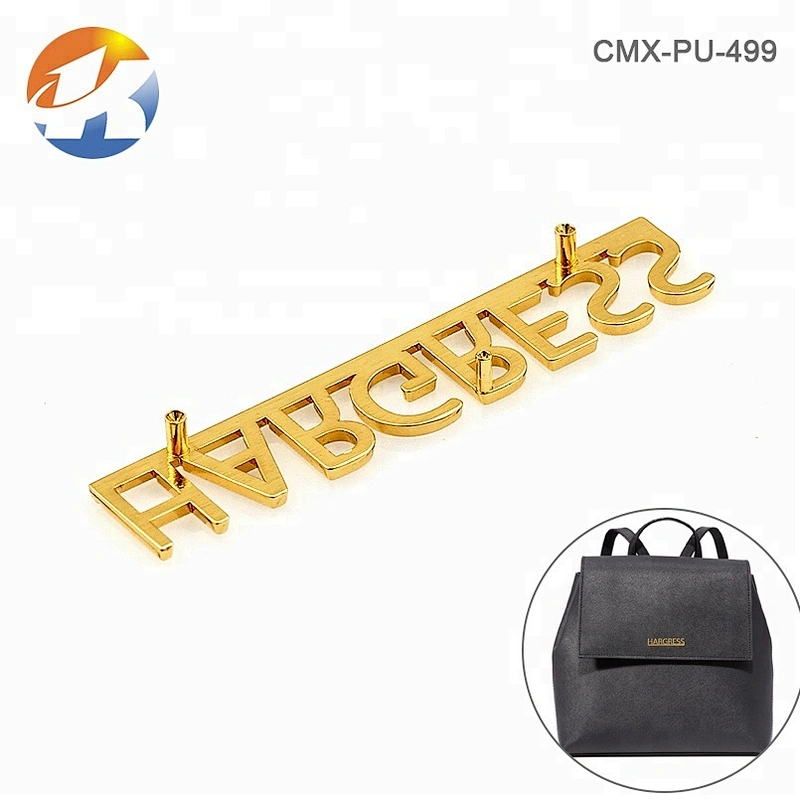 High Quality Gold Letters Metal Logo for Purse, Custom Metal Letters Label Plate for handbags