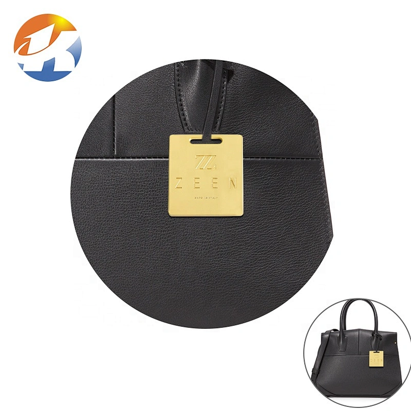 Excellent Bag Accessories Hanging Metal Brand Tags, Custom Engraved Logo Metal Name Tag for Handbags