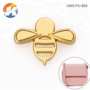 Custom Small Bee Shape Metal Tag for Purse, Bag Accessories Gold Little Metal Logo