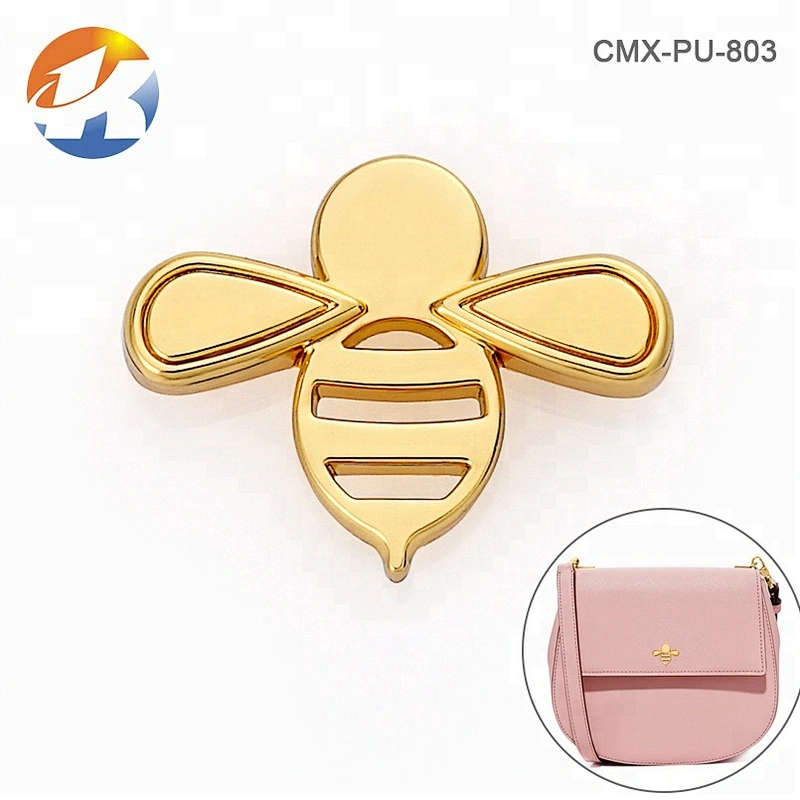Custom Small Bee Shape Metal Tag for Purse, Bag Accessories Gold Little Metal Logo
