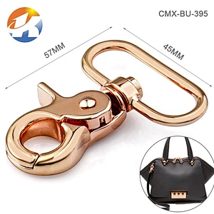 Handbag Hardware Nickel Metal D Ring Tail Snap Hook, Zinc Alloy Metal Spring Snap Hook for Bags