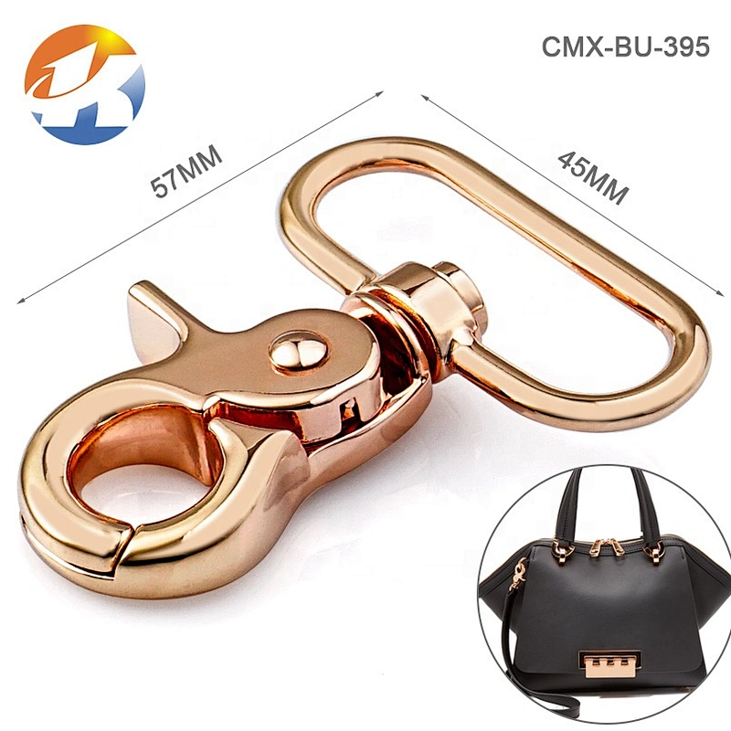 Handbag Hardware Nickel Metal D Ring Tail Snap Hook, Zinc Alloy Metal Spring Snap Hook for Bags