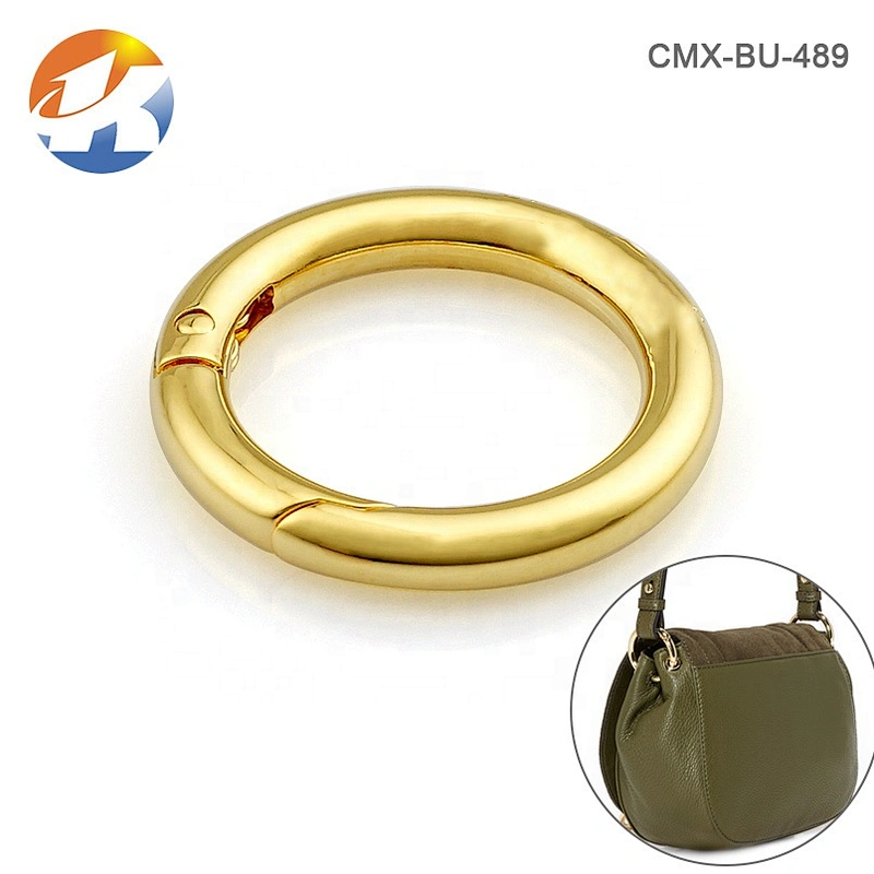 Fashion Hot Selling 1 Inch Gold Round Metal Clasp Spring Snap Hook, Alloy Metal Key Ring for Handbags