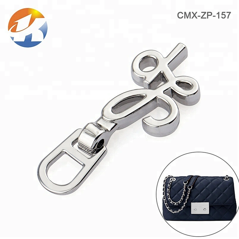 Wholesale Bag Accessories Nickel Letters Metal Zipper Puller, Custom Fashion Metal Zipper Pull for Garment*
