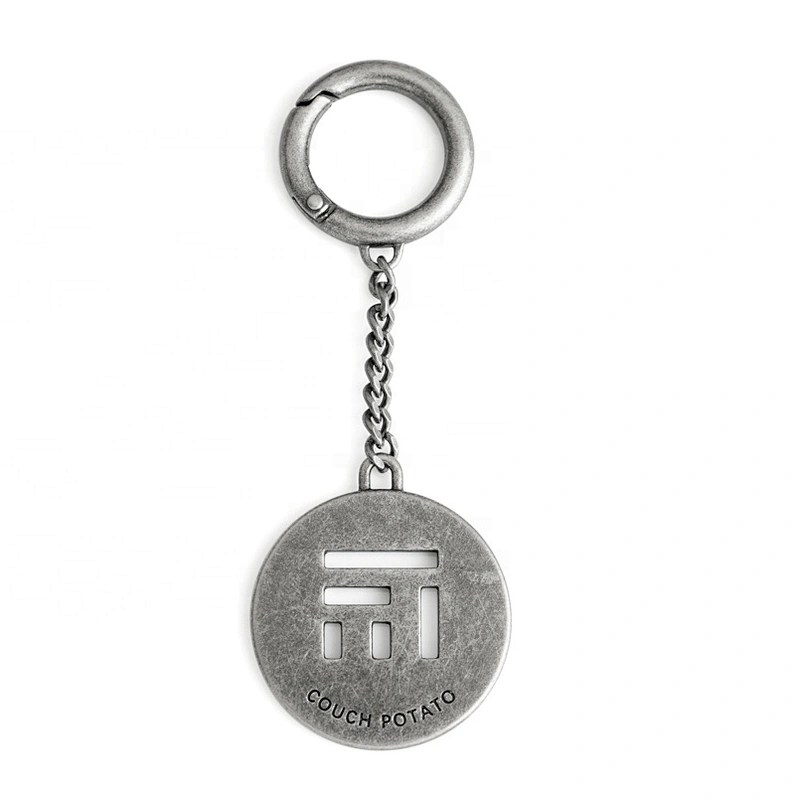 Custom Bag Fittings Round Metal Brand Logo Tags, Metal Name Tag with Spring Hook for Handbags