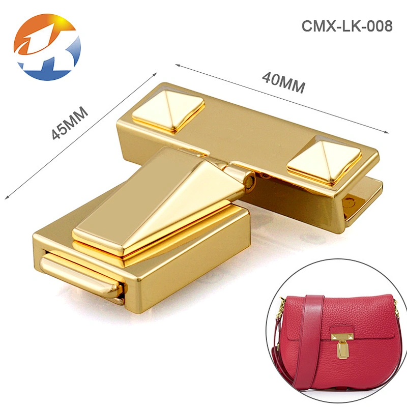 Eco-friendly Zinc Alloy Gold Metal Bag Accessories Lock