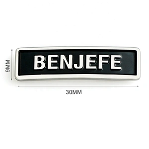 Fashion Design Metal Embossed Tag with Black Background, Bag Accessories Metal Logo Label with Rivet Fixed