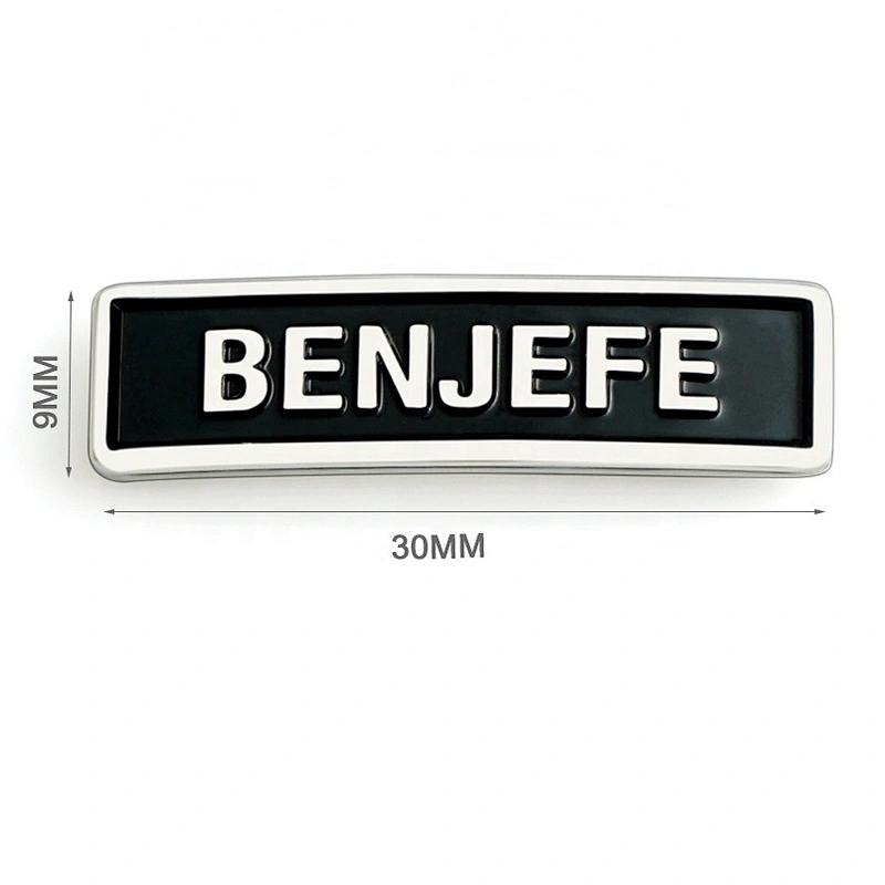 Fashion Design Metal Embossed Tag with Black Background, Bag Accessories Metal Logo Label with Rivet Fixed