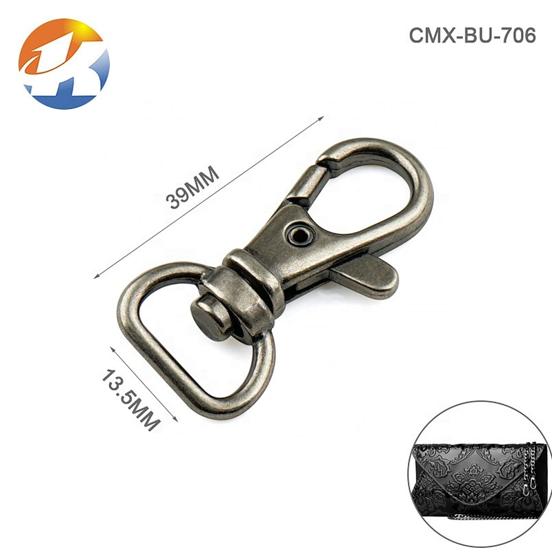 Hot Sale Cheap 12mm Small Metal Purse Snap Hook, D Ring Shape Tail Metal Trigger Snap Hook for Lanyard