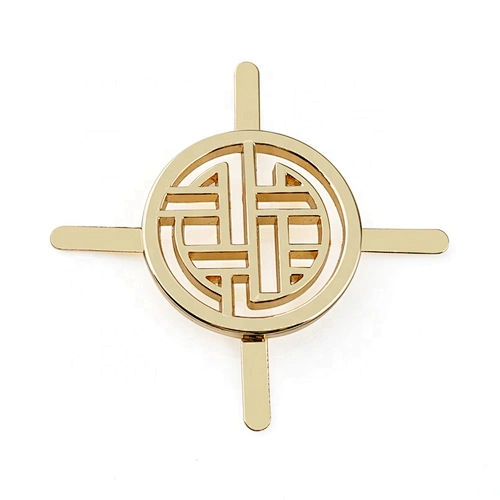 Handbag Accessories Circle Shape with Hollow Logo Metal Name Tag, Custom Gold Metal Brand Logo Label for Purse