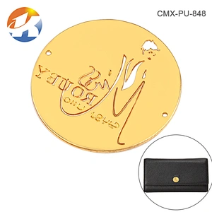 Fashion Round With 2 Holes Gold Metal Logo Label