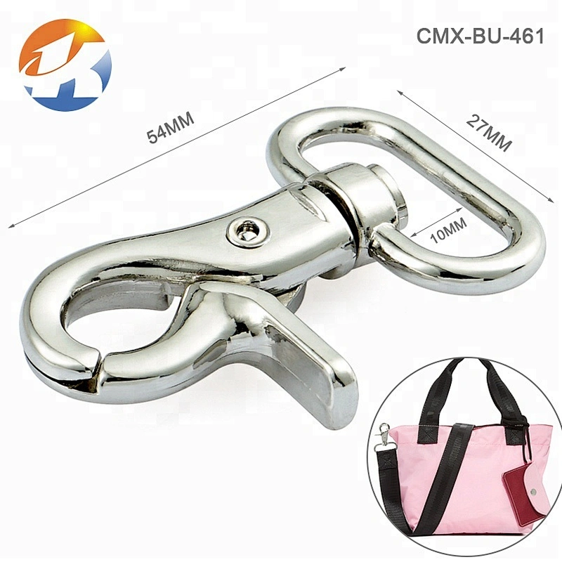 High Quality Wholesale 38mm Silver Zinc Alloy Metal Spring Snap Hook, Custom Metal Swivel Lanyard Snap Hook
