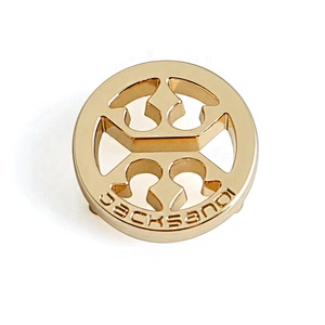 Handbag Wallet Hardware Metal Logo Tag, Custom Round Shape Gold Metal Label for Purse