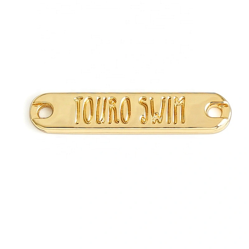 Professional Custom Gold Metal Clothes Label, Rectangle Sewing Metal Logo Tag for Clothing