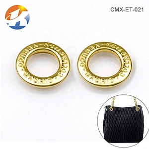 Custom Round Shape Gold Metal Eyelets and Grommet with Engraved Logo for Handbags