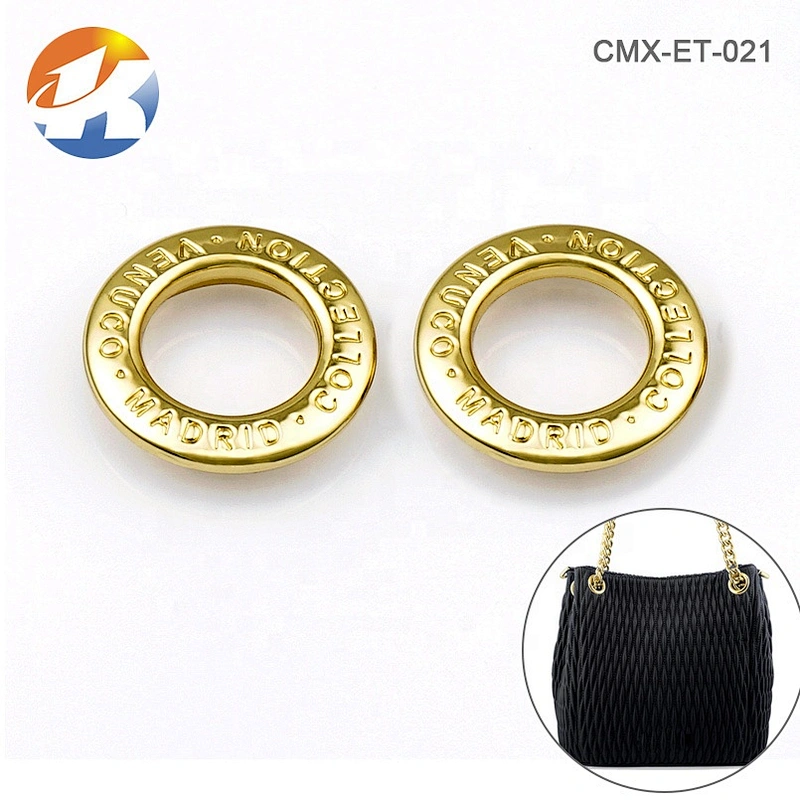 Custom Round Shape Gold Metal Eyelets and Grommet with Engraved Logo for Handbags