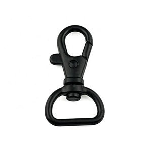 Wholesale 18mm Black Lanyard Swivel Dog Snap Hook, D Ring Shape Tail Metal Snap Hook for Bag Strap