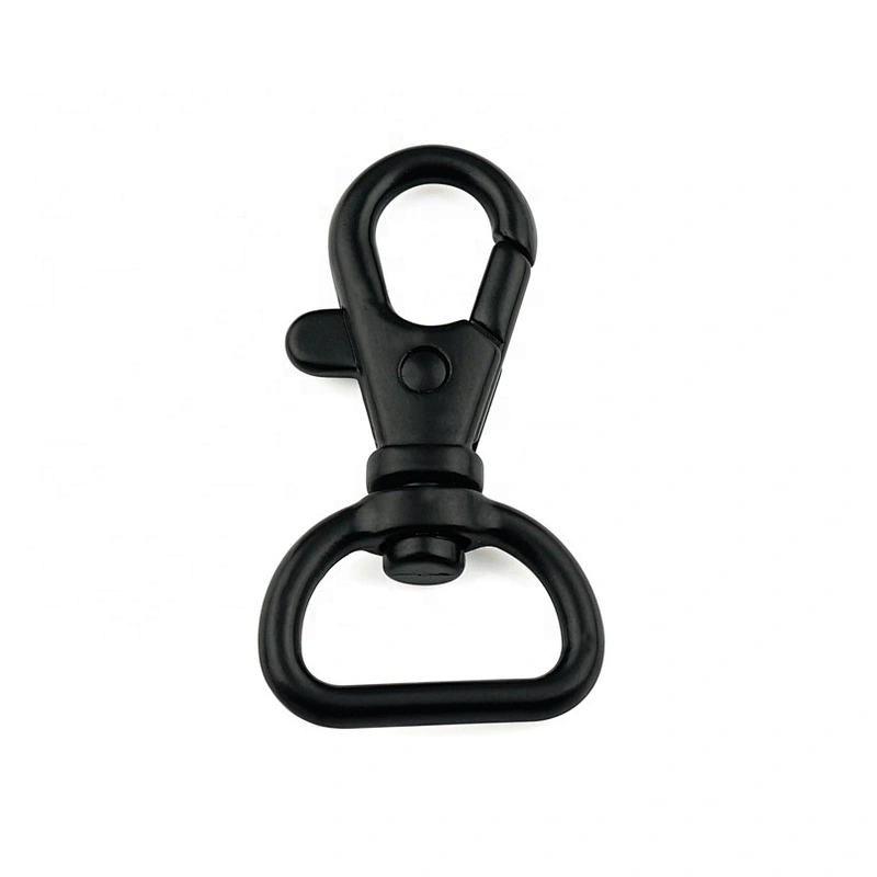 Wholesale 18mm Black Lanyard Swivel Dog Snap Hook, D Ring Shape Tail Metal Snap Hook for Bag Strap