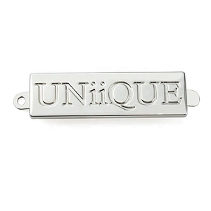 Nickel Plated Rectangle Metal Brand Label, Custom Make Engraved Metal Logo Name Plate For Bags