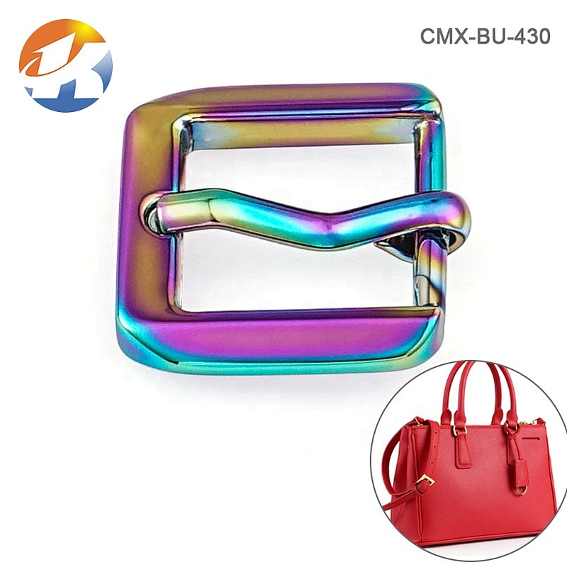 High End Bag Shoulder Rainbow Color Metal Pin Buckle, Designer Fashion Adjuster Metal Pin Buckle for Handbags