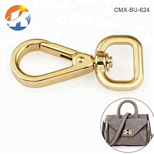 High Quality Fashion Hand Bag Metal D Ring Tail Dog Snap Hook Clasp For Bags, Gold Plated Alloy Metal Swivel Hook