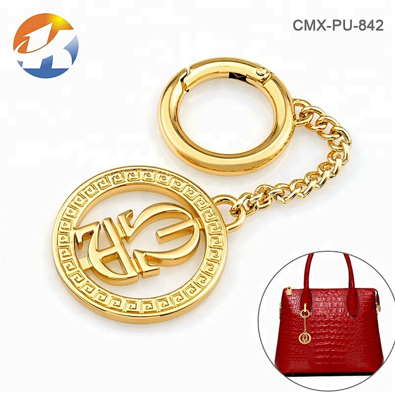 Professional Custom Handbag Metal Tags, Round Shape with Hollow Logo Metal Hanging Logo Tag for Bags