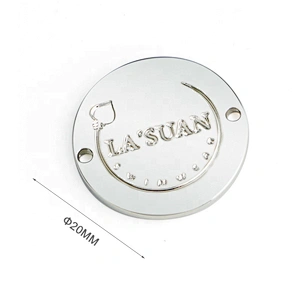 Nickel Color Sewing Round Metal Clothing Tags, Garment Accessories Custom Round with 2 Holes Metal Logo Label
