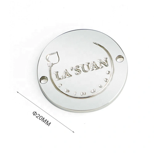 Nickel Color Sewing Round Metal Clothing Tags, Garment Accessories Custom Round with 2 Holes Metal Logo Label