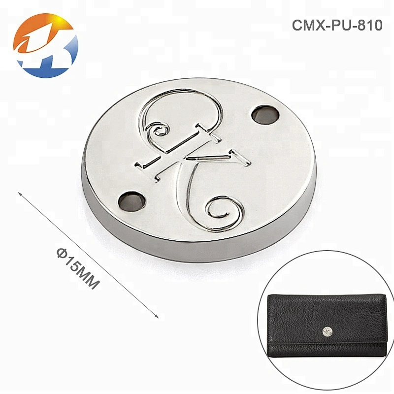 Circle Shape Small Metal Tag Logo, Sewing Metal Clothing Logo Plate, Golden Logo Brand Metal Tag Label for Clothing Swimwear