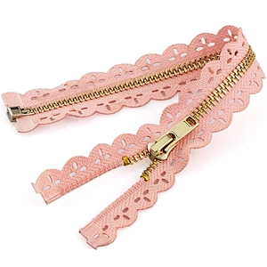 Wholesale Open End Fashion Metal Zipper Gold Teeth, Custom Gold Metal Zip for Garmrent ^