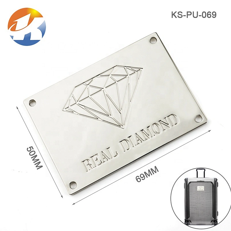 Luxury Hardware Zinc Alloy Logo Plate Label, Custom Tag Brand Silver Label Plates For Handbags