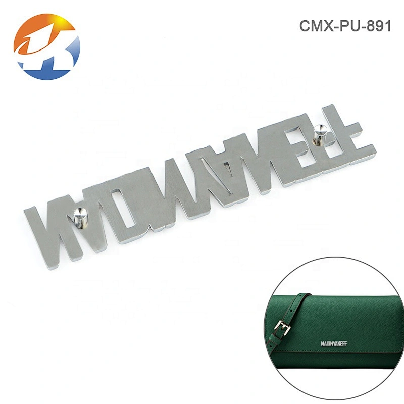 Custom Fashion Bag Fitting Metal Letters Brand Logo, Design Nickel Letter Metal Nameplate for Handbags