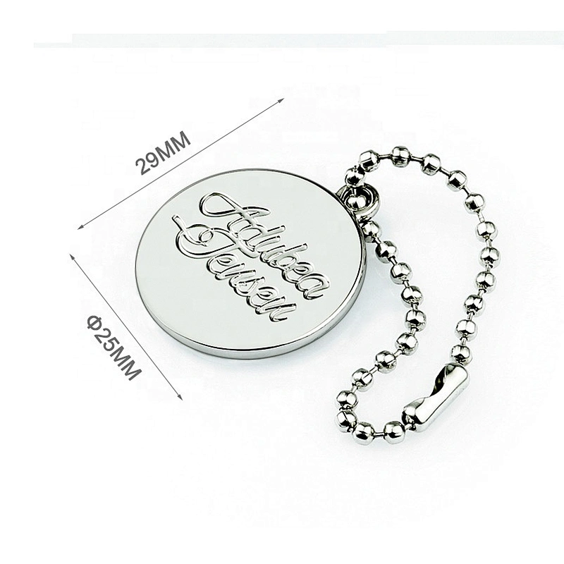 Spring Hook with Chain Hanging Metal Tag, Custom Metal Brand Logo Tag for Handbags