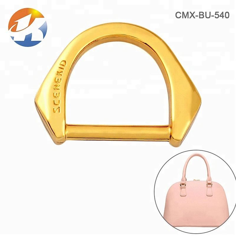 Professional Factory Direct Custom Gold Metal D-ring, Durable Zinc Alloy Metal D Ring with Engraved Logo for Handbags