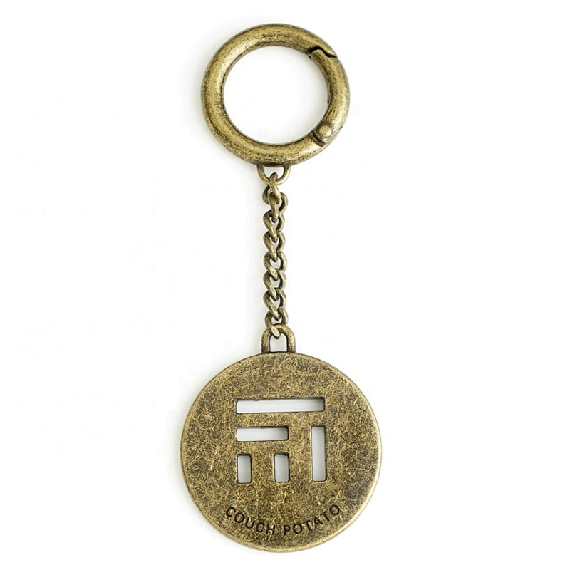 High Quality Bag Accessories Customized Metal Logo Tag, Round Shape With Chain and Clasp Metal Label for Handbags