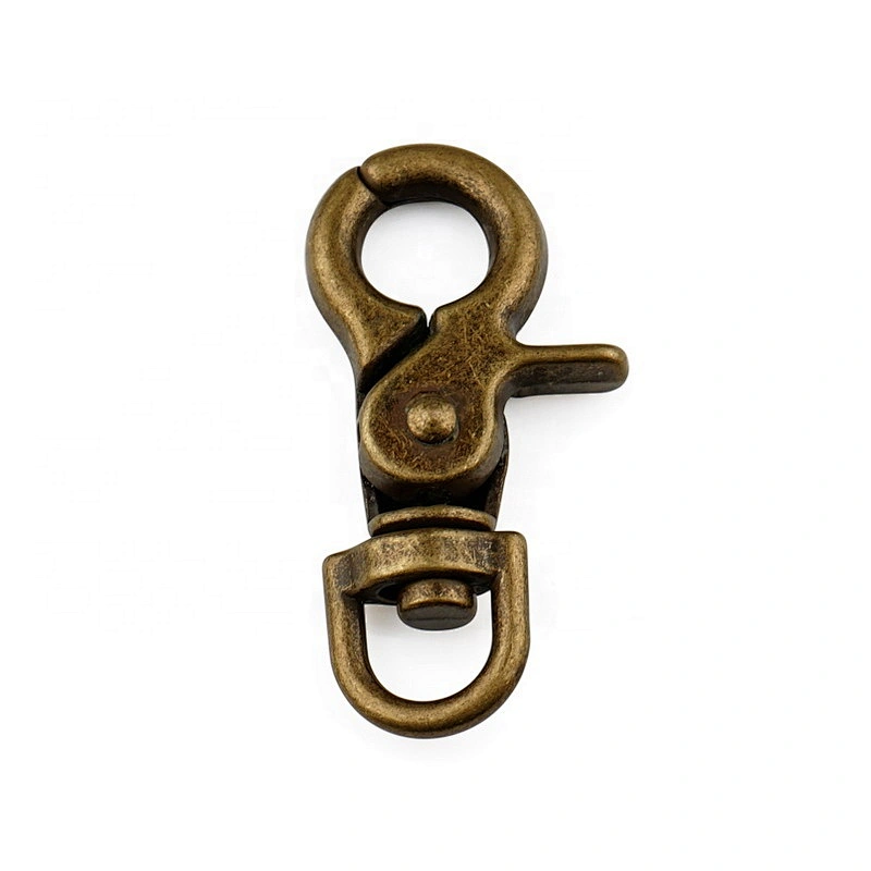 Hot Selling Gold Alloy Metal Spring Snap Hook for Car Key Bag, D Ring Shape Tail Metal Snap Hook for Wallet Bag