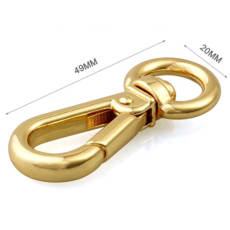 10mm Tail Gold Metal Handbag Snap Hook, Nickel-free Plated Metal Spring Snap Hook for Bags