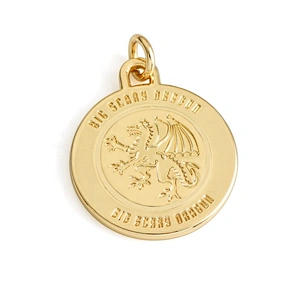 Custom Handbag Accessories Round with Ring Metal Tag, Design Gold Hanging Metal Logo for Bag
