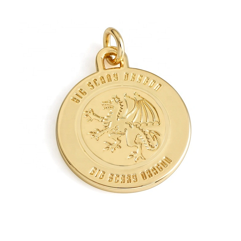 Custom Handbag Accessories Round with Ring Metal Tag, Design Gold Hanging Metal Logo for Bag