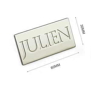 Wholesale Gold Plated Rectangle Metal Handbag Logo Label, Custom Engraved Metal Name Plate for Bags