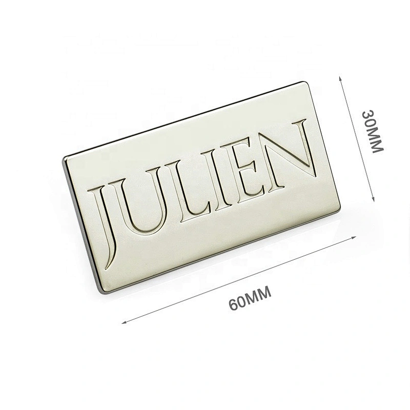Wholesale Gold Plated Rectangle Metal Handbag Logo Label, Custom Engraved Metal Name Plate for Bags