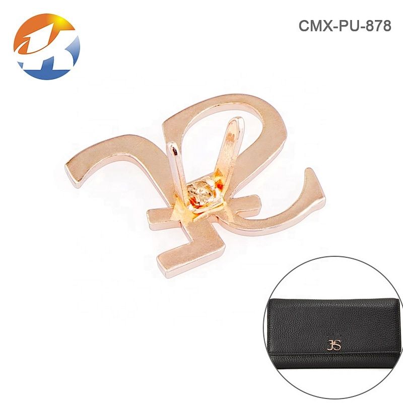 Welcome Custom Different Color Metal Letter Logo, Rose Gold Metal Letter Name Plate for Handbags