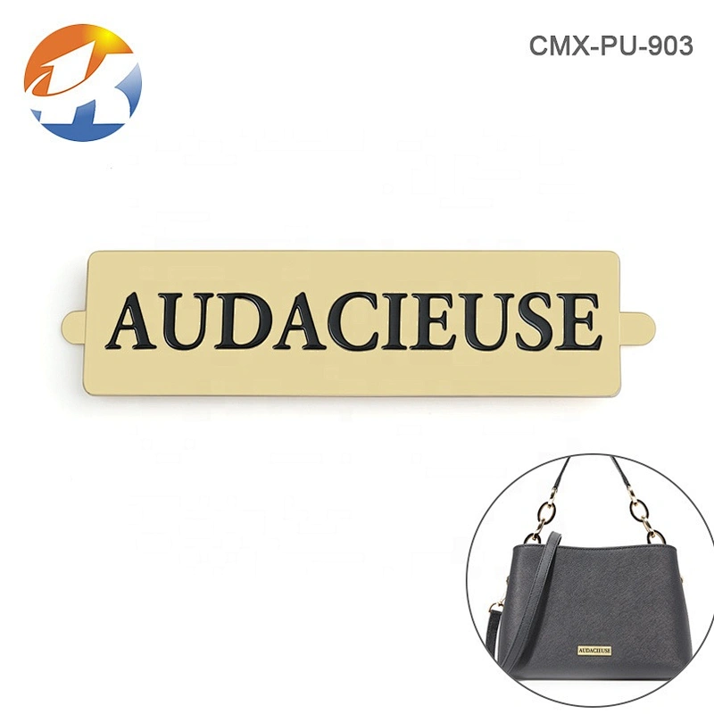 OEM ODM Bag Accessories Zinc Alloy Die-casting Metal Label, Design Gold Engraved Metal Logo Plate for Handbags,